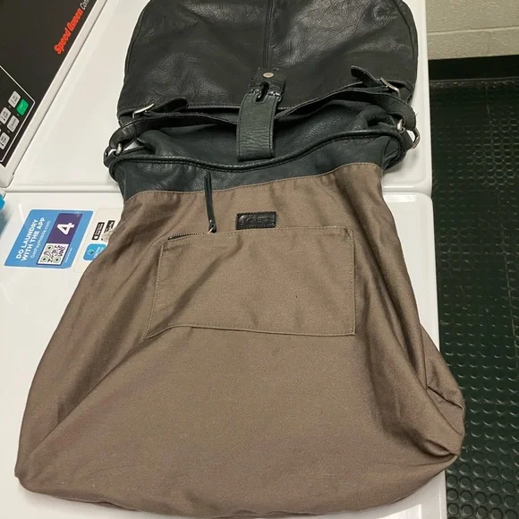 J Crew Leather Bag Purse Black Distressed Bohemian Chic - Picture 8 of 17